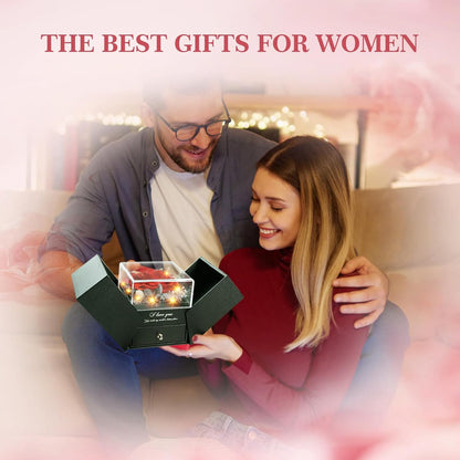 Eternal Love: Preserved Real Roses Heart Necklace - I Love You in 100 Languages, Perfect Romantic Gift for Her on Any Special Occasion