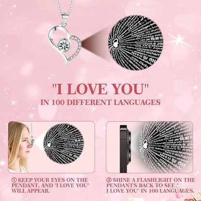 Eternal Love: Preserved Real Roses Heart Necklace - I Love You in 100 Languages, Perfect Romantic Gift for Her on Any Special Occasion